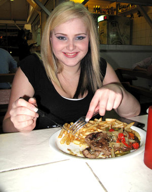 Beautiful euro first timer Lady Dee giving a fat cock a blowjob